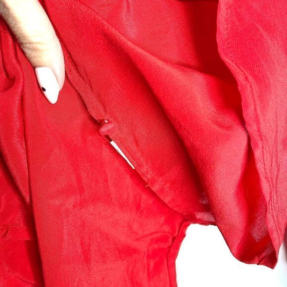 Madewell Red Silk 3/4 Sleeve Button Blouse - Small - Picture 8 of 8
